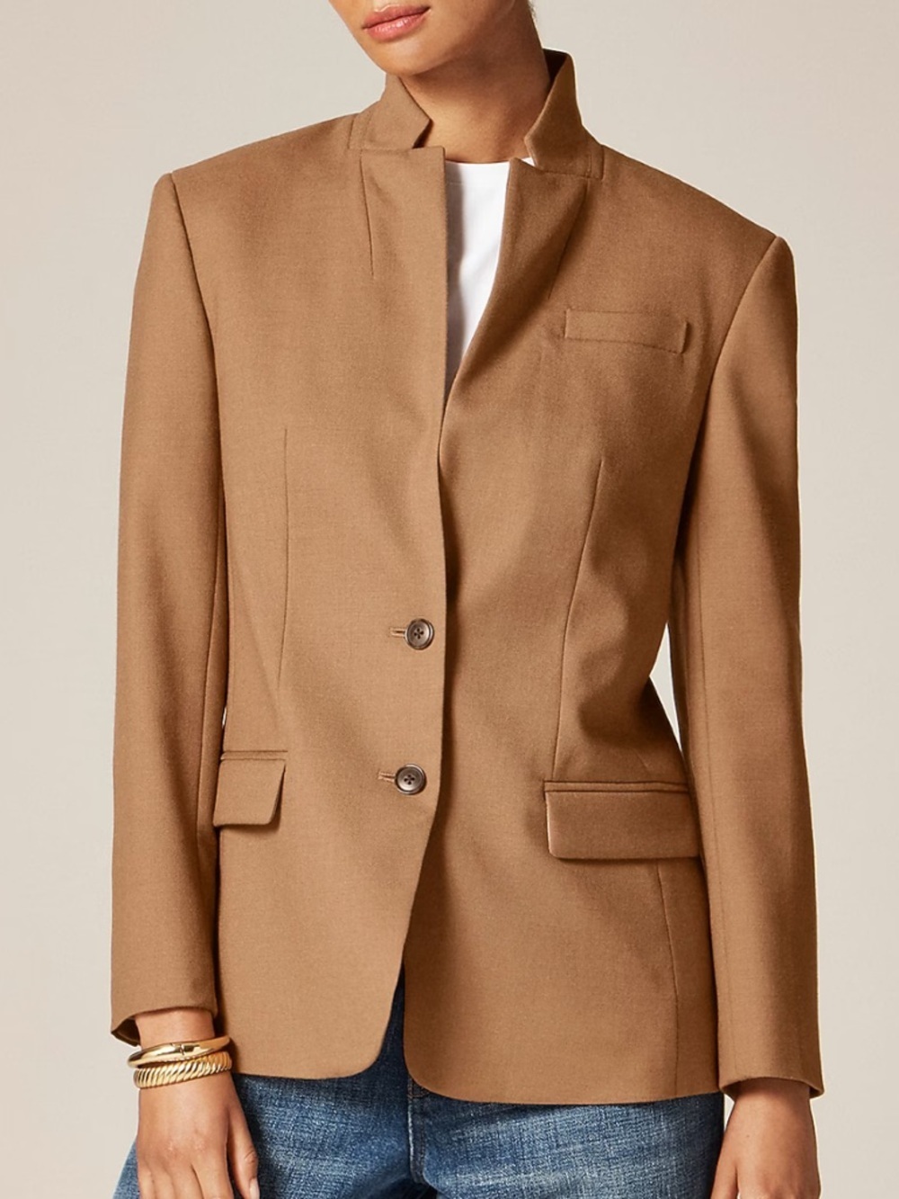 J crew Standing collar blazer in wool-blend flannel